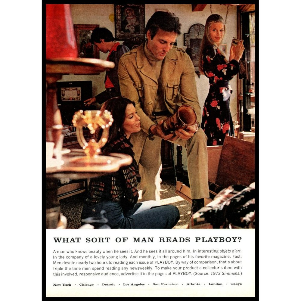 1974 What Sort of Man Reads Playboy Vintage Print Ad Art Gallery Store Decor